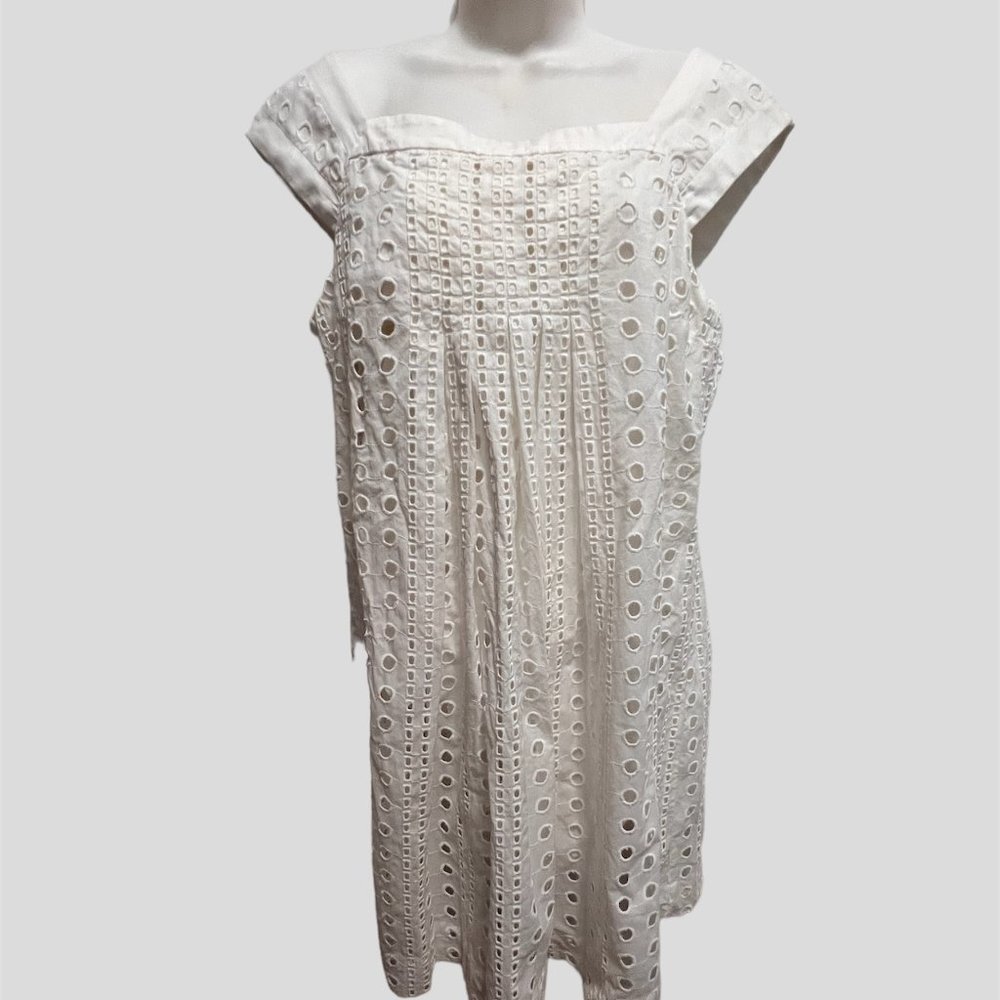 Maggy London size 12 white eyelet dress
